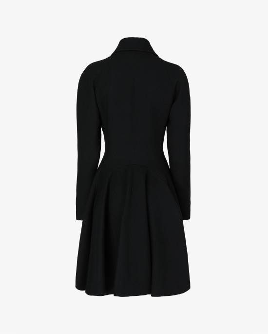 Flared coat in wool - Black