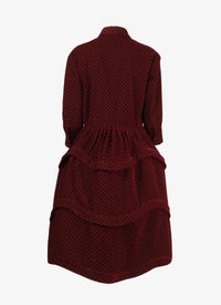 Shirt dress with arabesque embroidery - Bordeaux