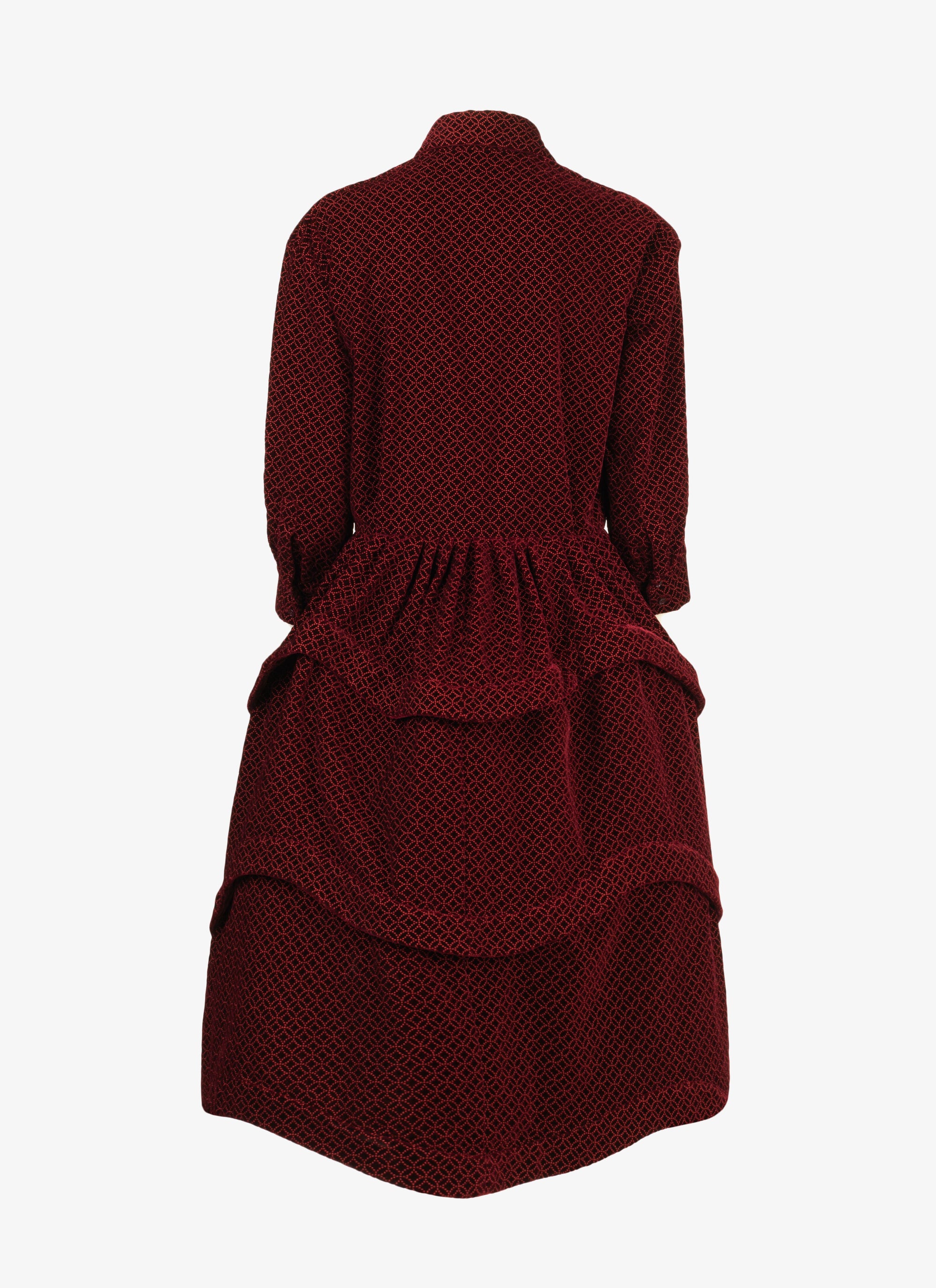 Shirt dress with arabesque embroidery - Bordeaux