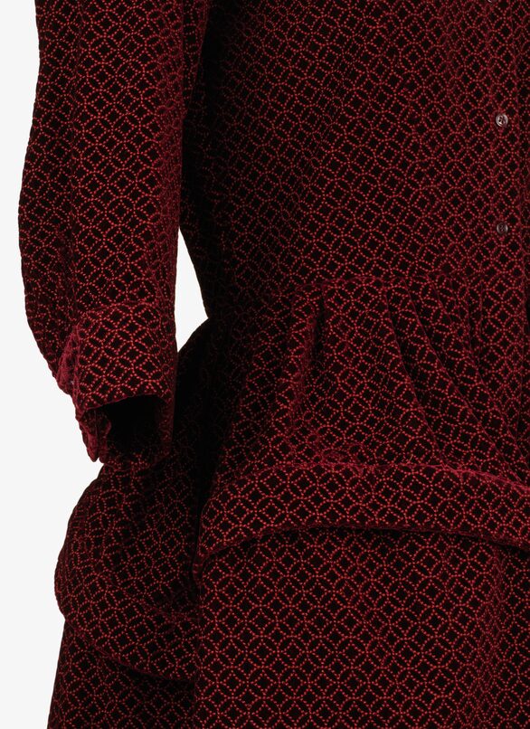 Shirt dress with arabesque embroidery - Bordeaux