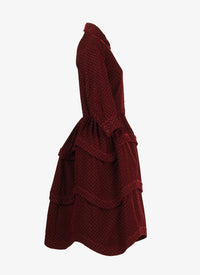 Shirt dress with arabesque embroidery - Bordeaux