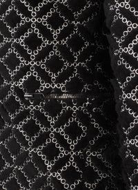 Blouson à capuche brodé en laine - Noir & Blanc