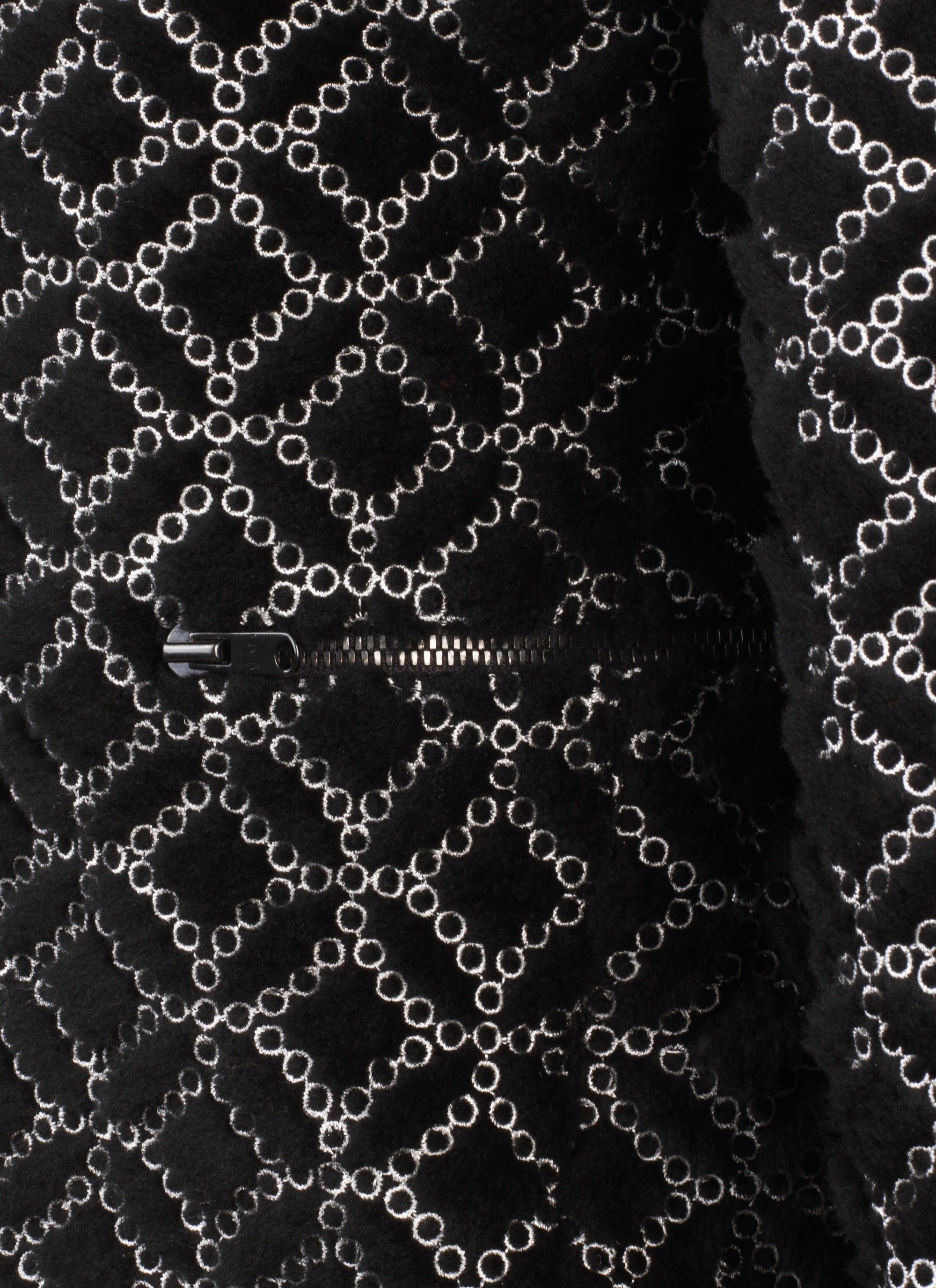 Blouson à capuche brodé en laine - Noir & Blanc