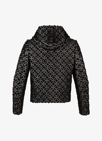 Blouson à capuche brodé en laine - Noir & Blanc