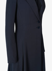 Manteau long ajusté et évasé en laine - Nuit