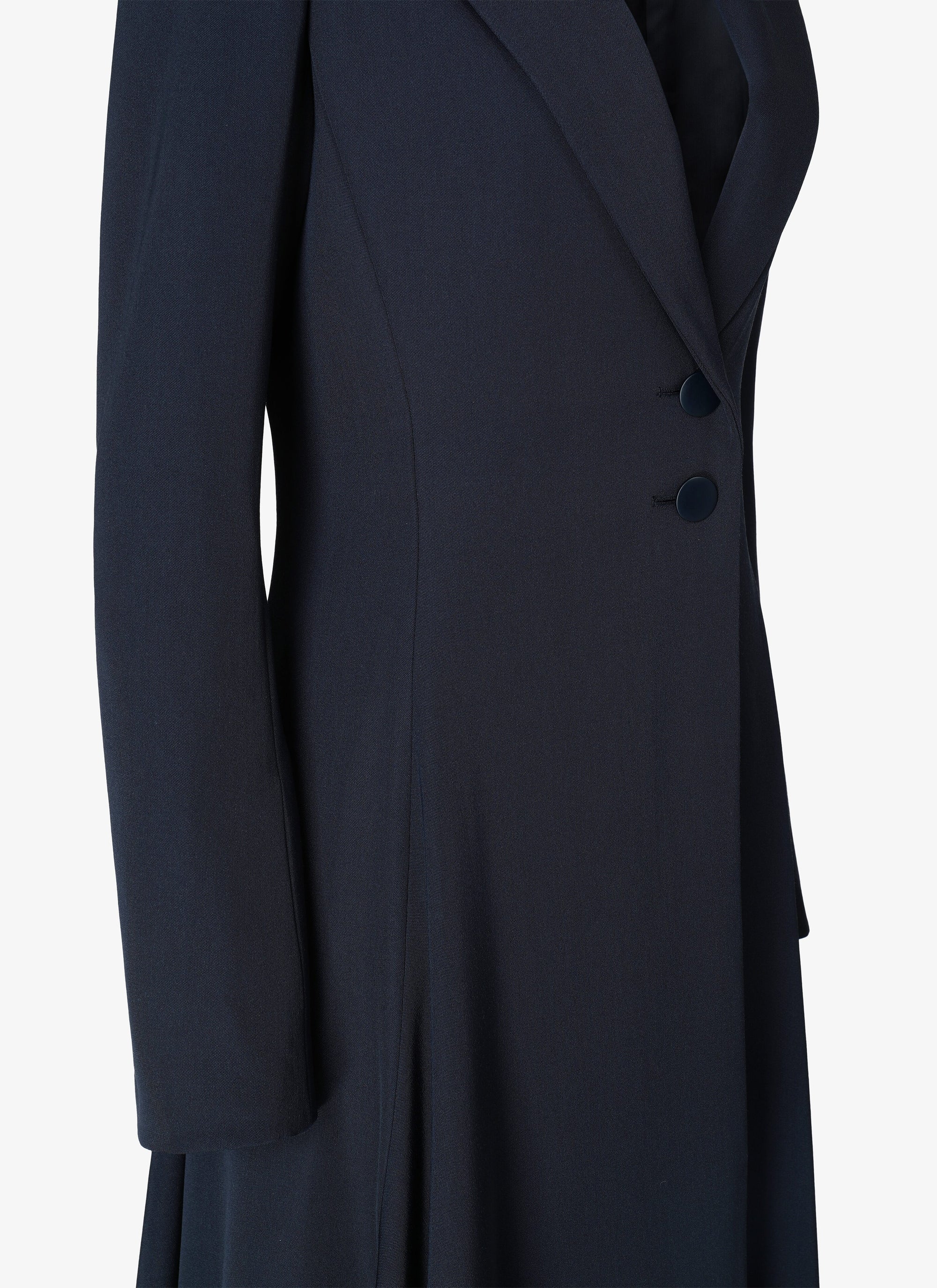 Manteau long ajusté et évasé en laine - Nuit