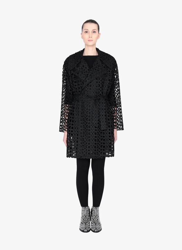 Baroque-effect trench coat - Black