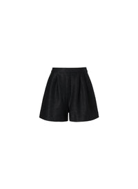 Short à pinces taille haute - Noir