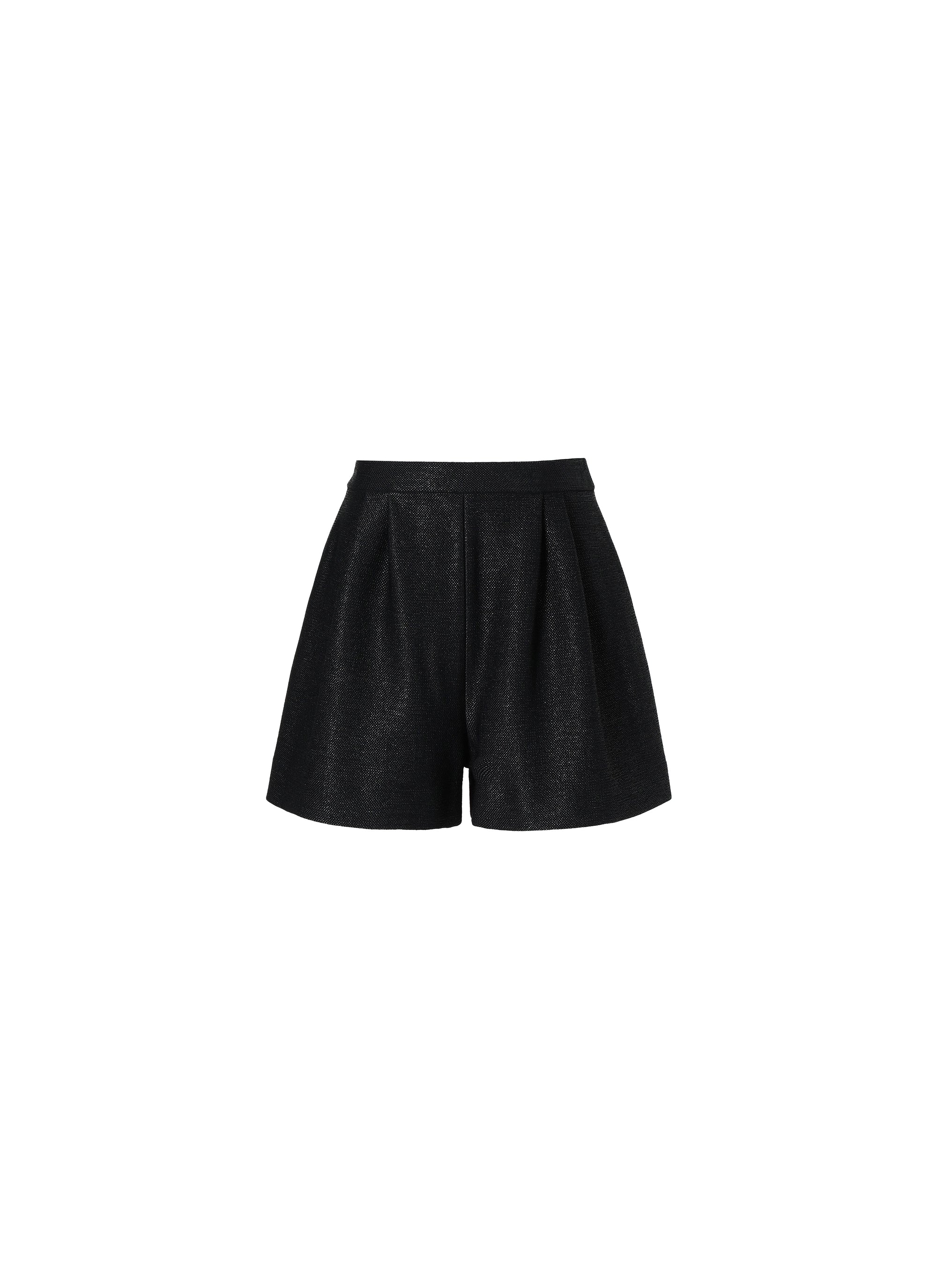 Short à pinces taille haute - Noir