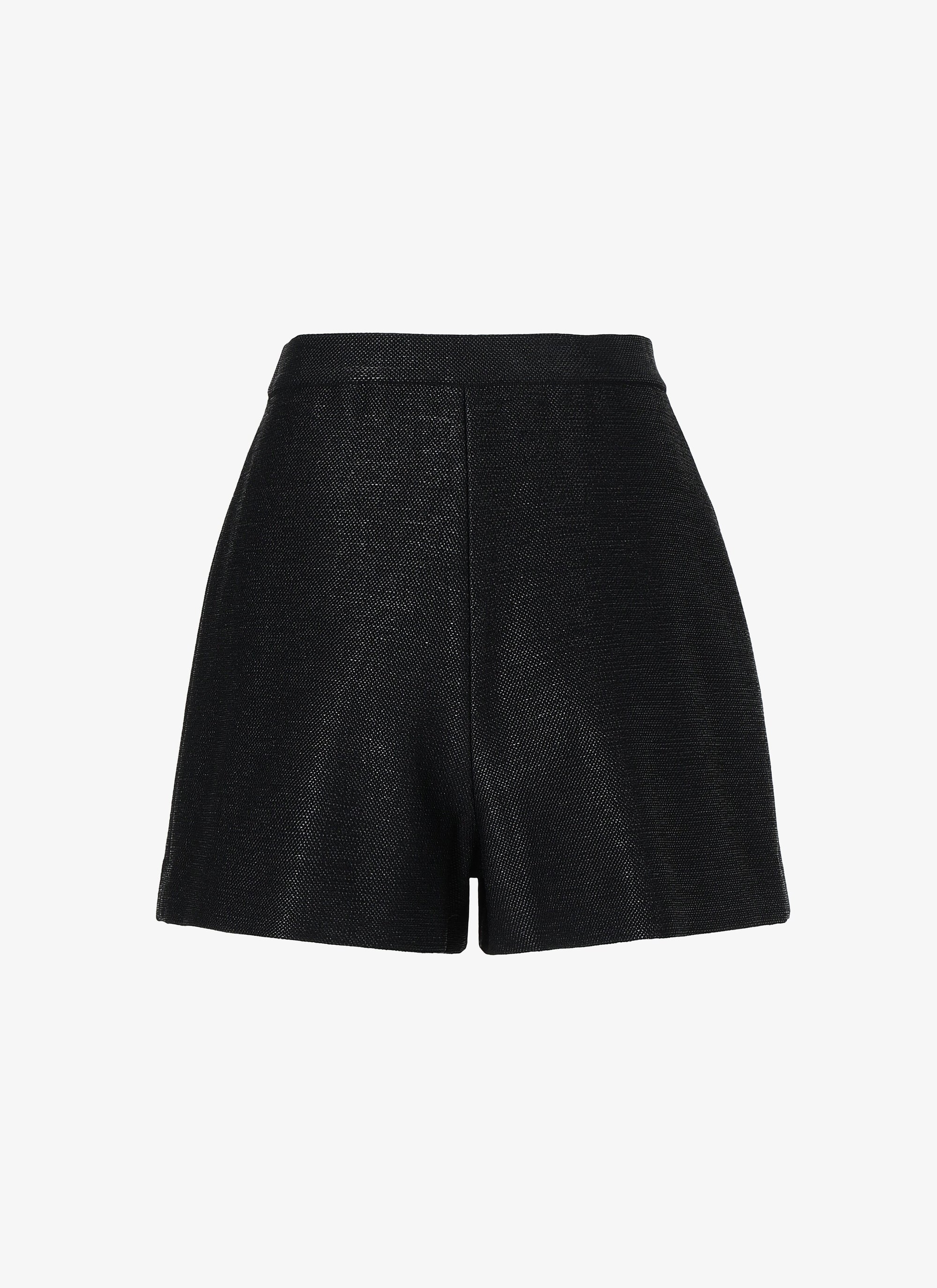 Short à pinces taille haute - Noir