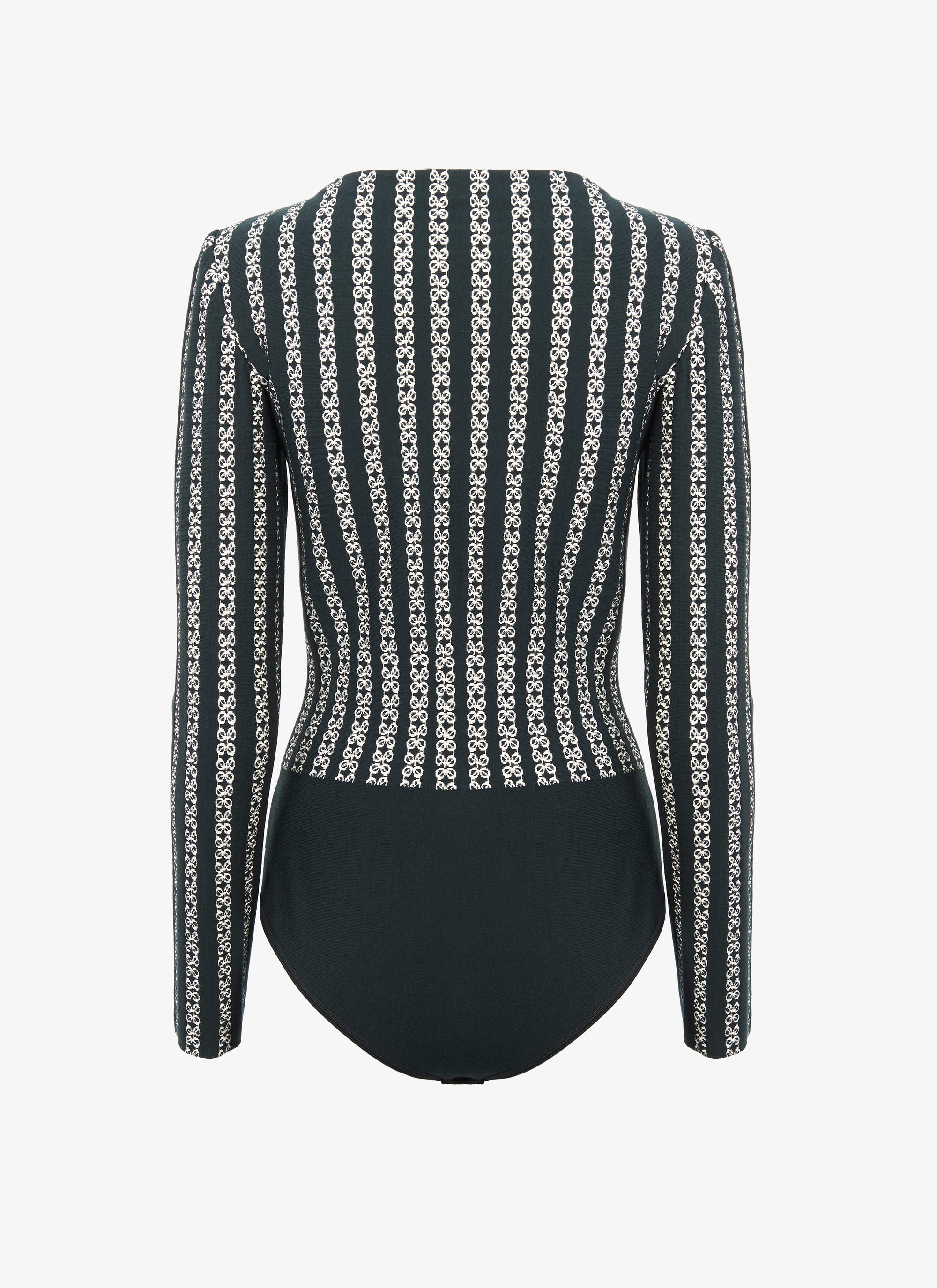 Long-sleeved bodysuit with straight neckline - Black & White