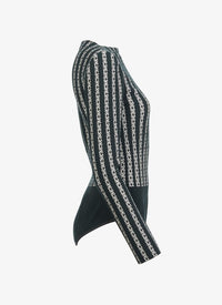 Long-sleeved bodysuit with straight neckline - Black & White