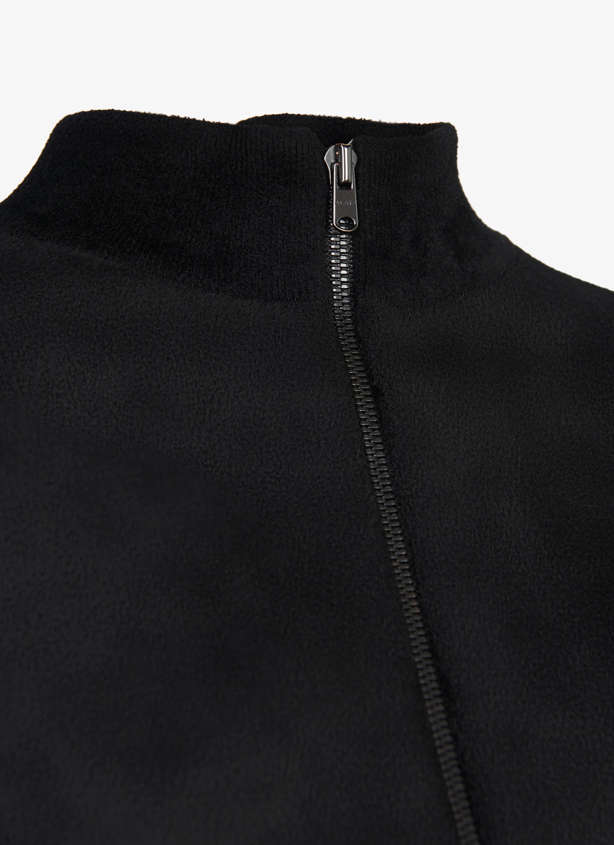 Pull court zippé à col montant - Noir