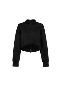 Pull court zippé à col montant - Noir