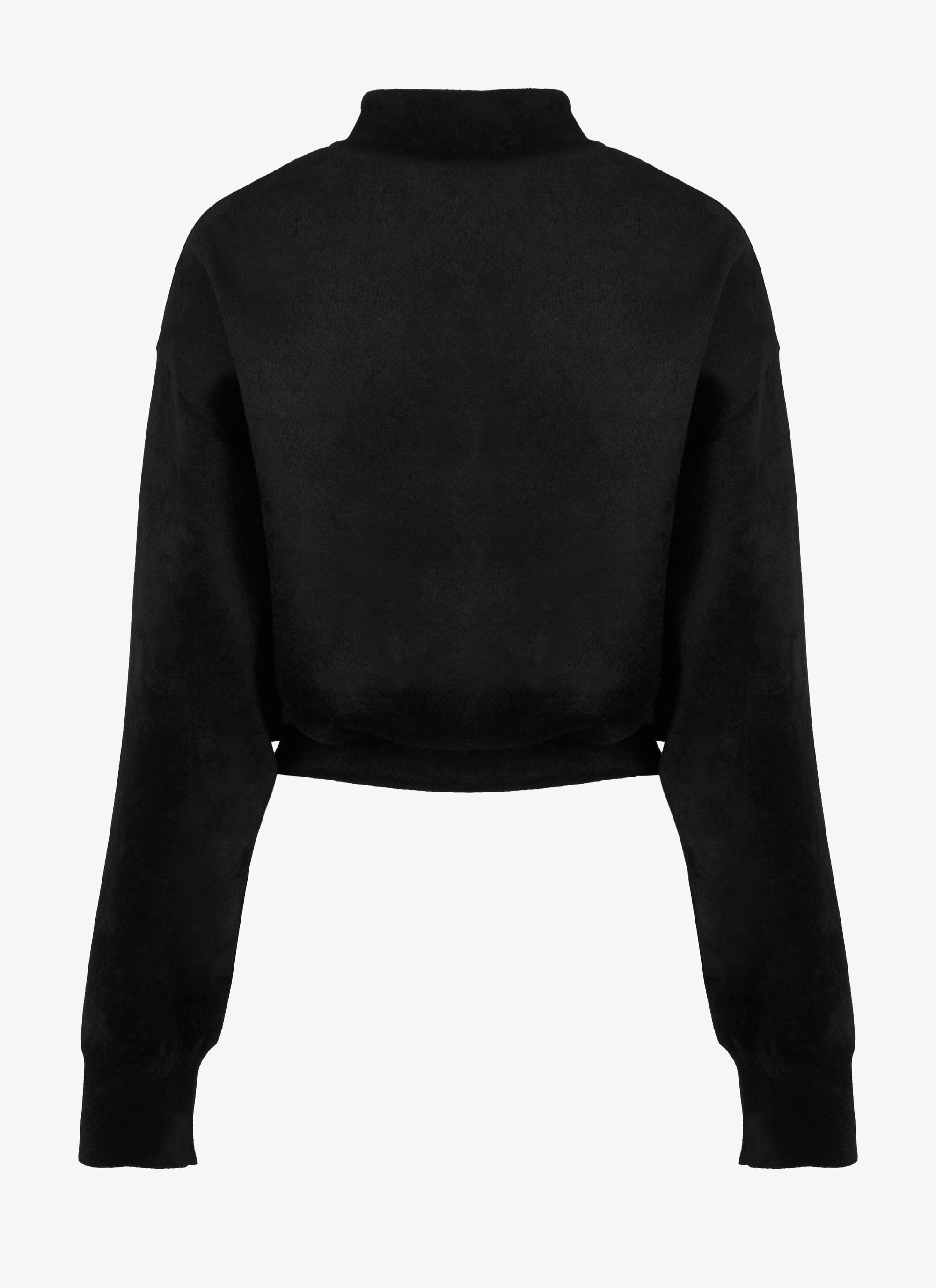 Pull court zippé à col montant - Noir