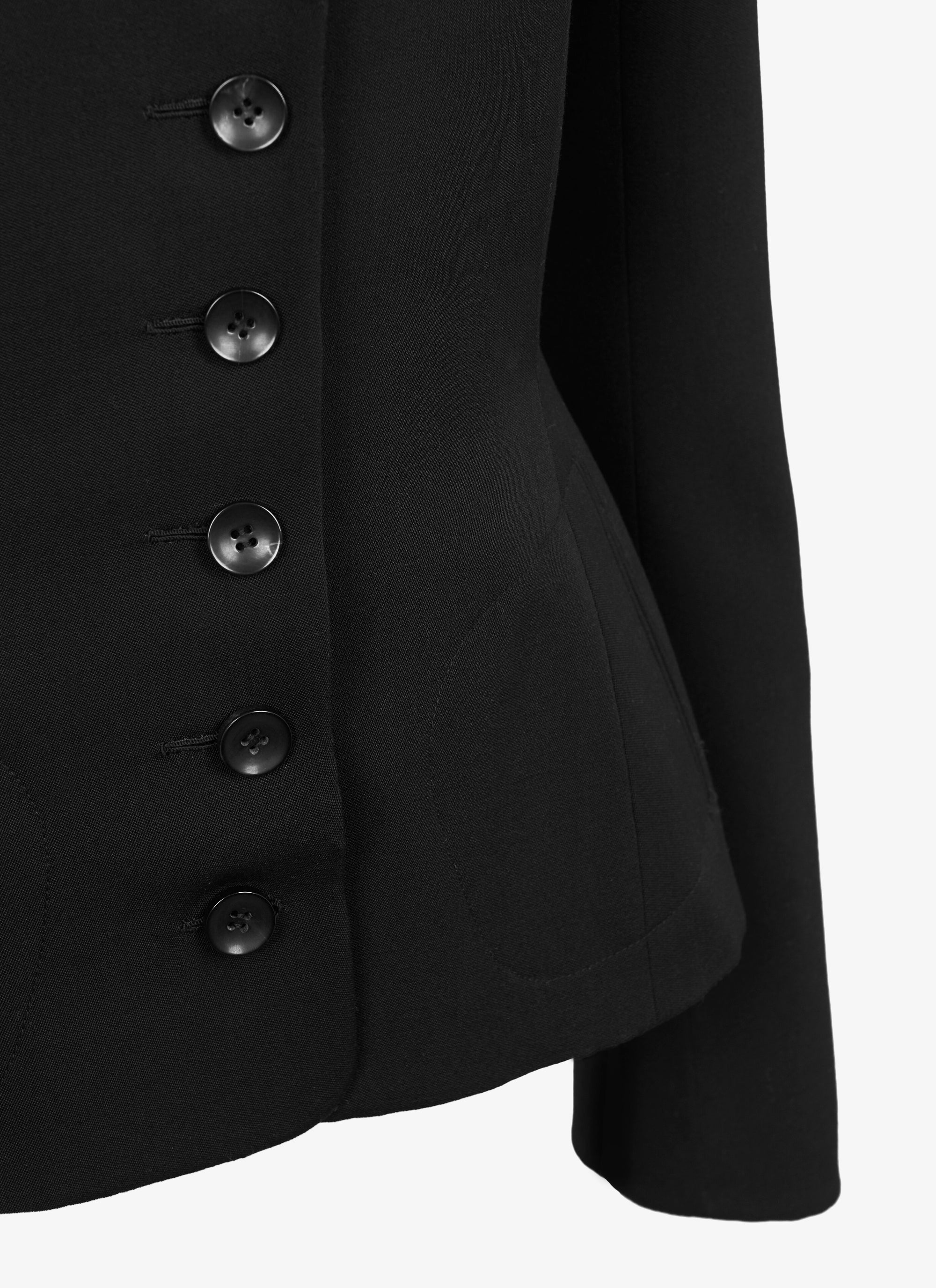 Veste avec bouton central en laine - Noir