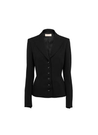 Veste avec bouton central en laine - Noir