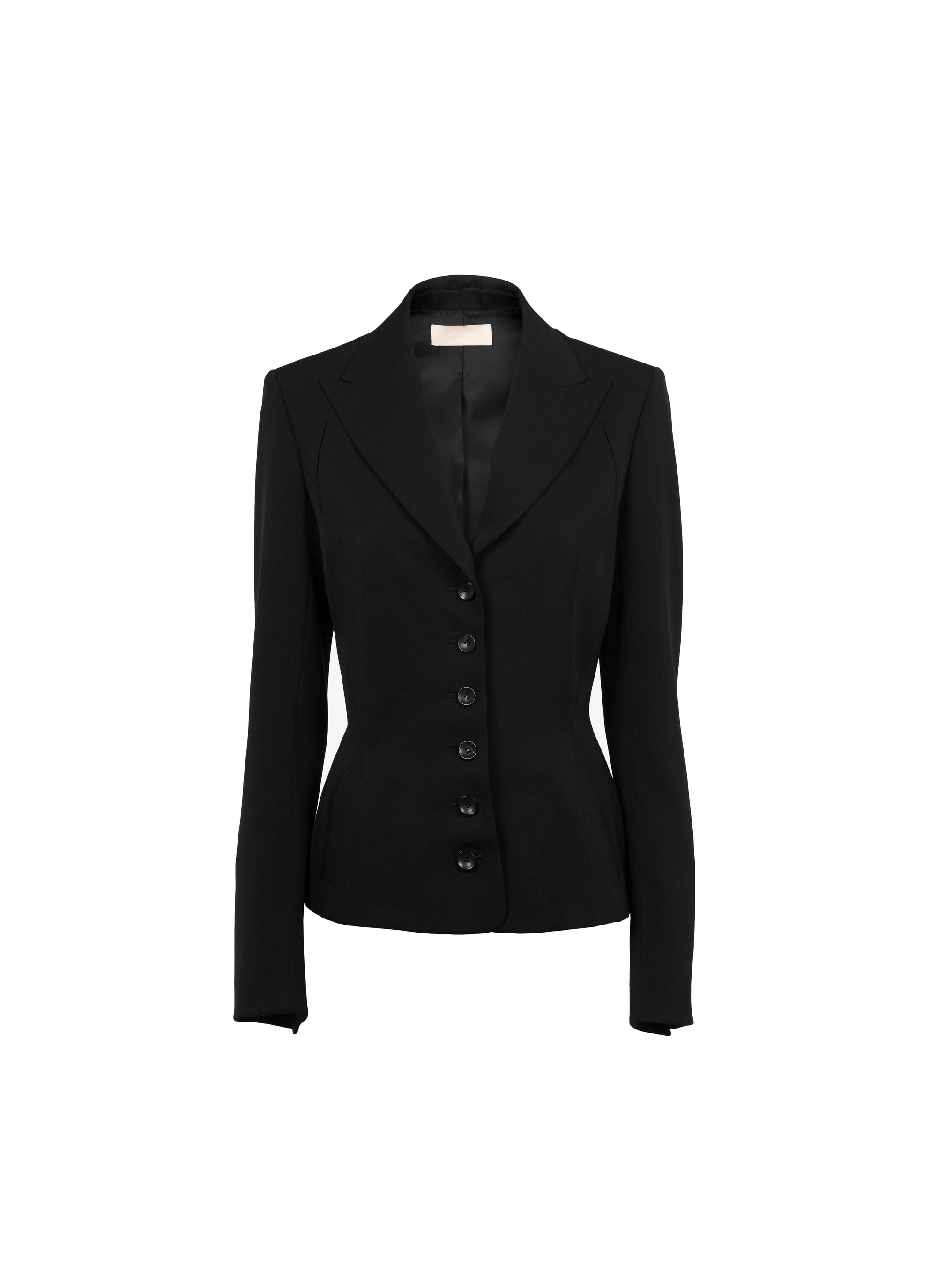 Veste avec bouton central en laine - Noir