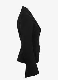 Veste avec bouton central en laine - Noir