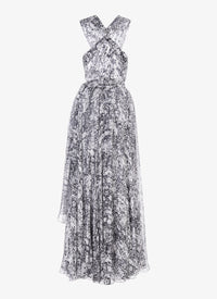 Robe fluide sans manches à dos croisé en soie - Multicolore