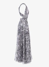 Robe fluide sans manches à dos croisé en soie - Multicolore