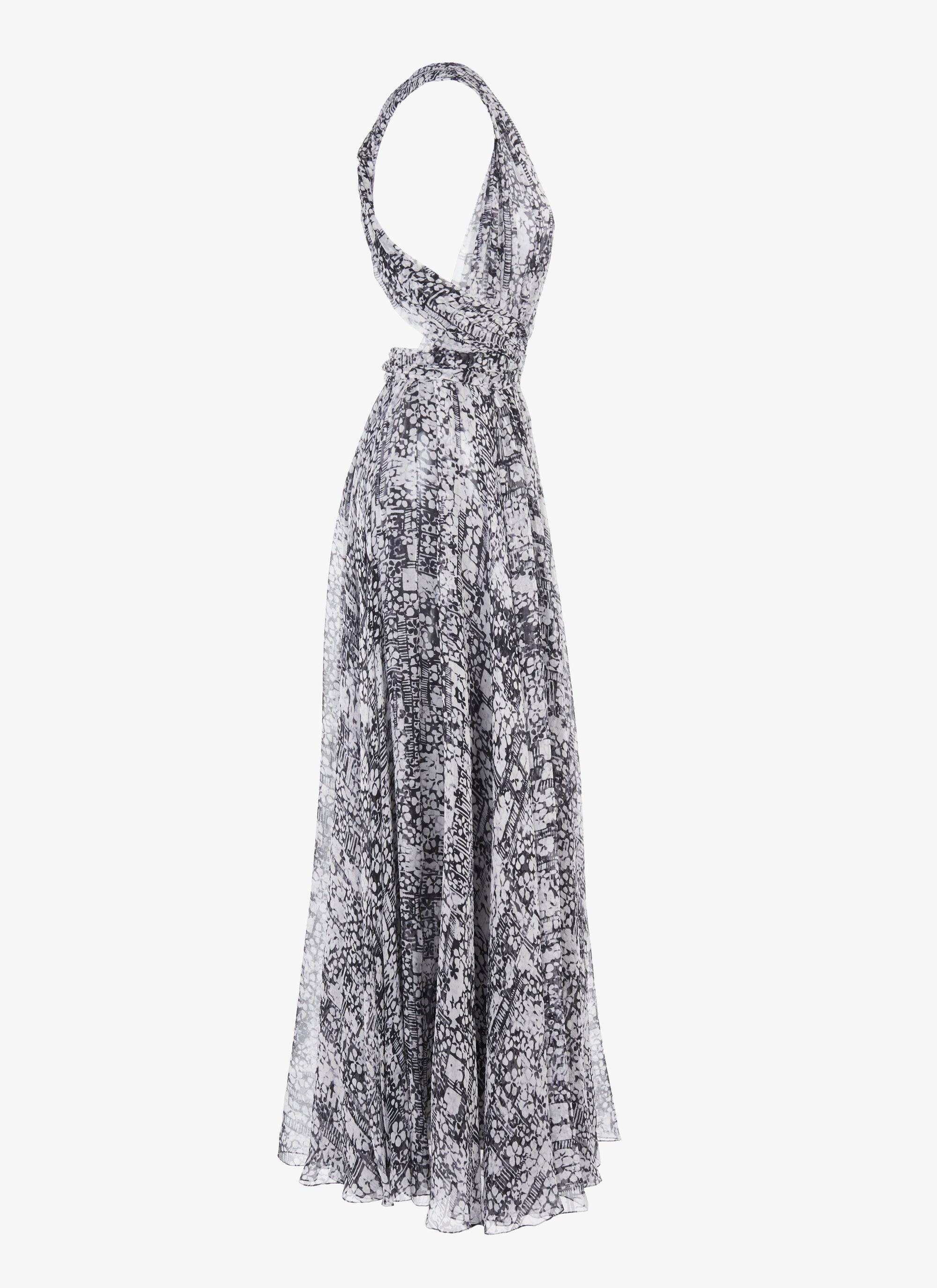 Robe fluide sans manches à dos croisé en soie - Multicolore