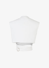 Top sans manches à ceinture effet croisé - Blanc