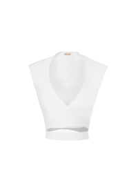 Top sans manches à ceinture effet croisé - Blanc