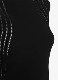 Flared dress with thin openwork stripes - Black intense