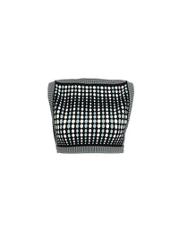 Sleeveless polka dot crop top - Black & Blue