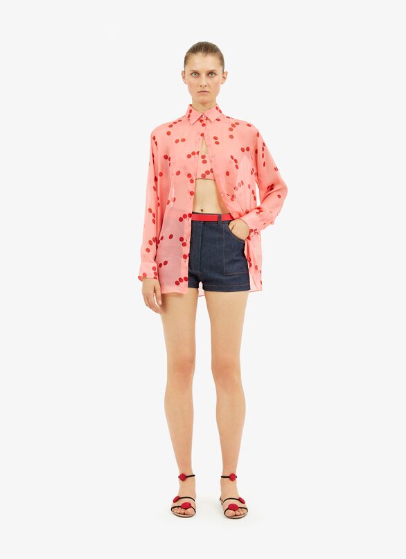 Chemise classique en soie - Rose
