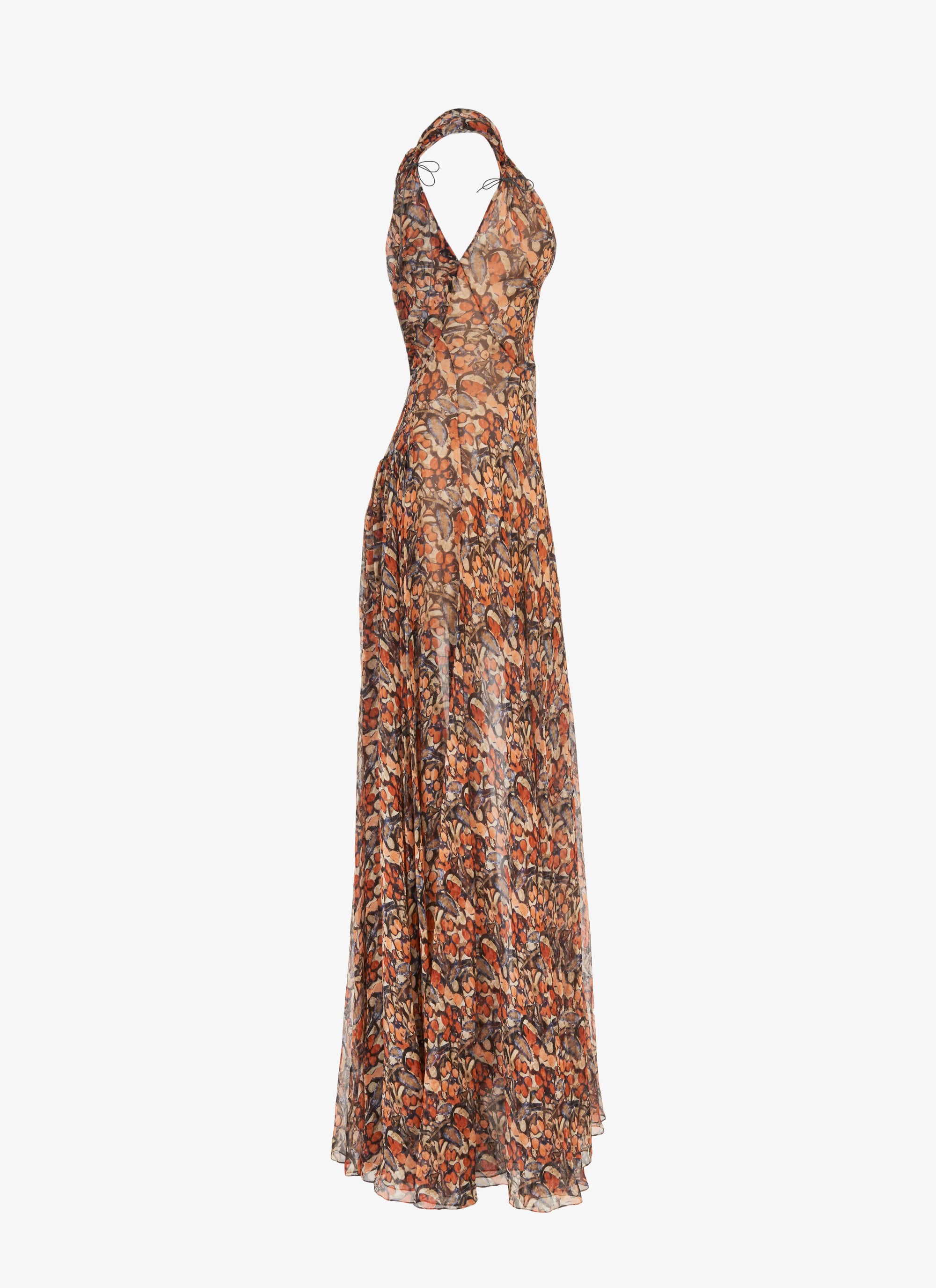 Sleeveless dress with cut-out back in silk - Multicolour