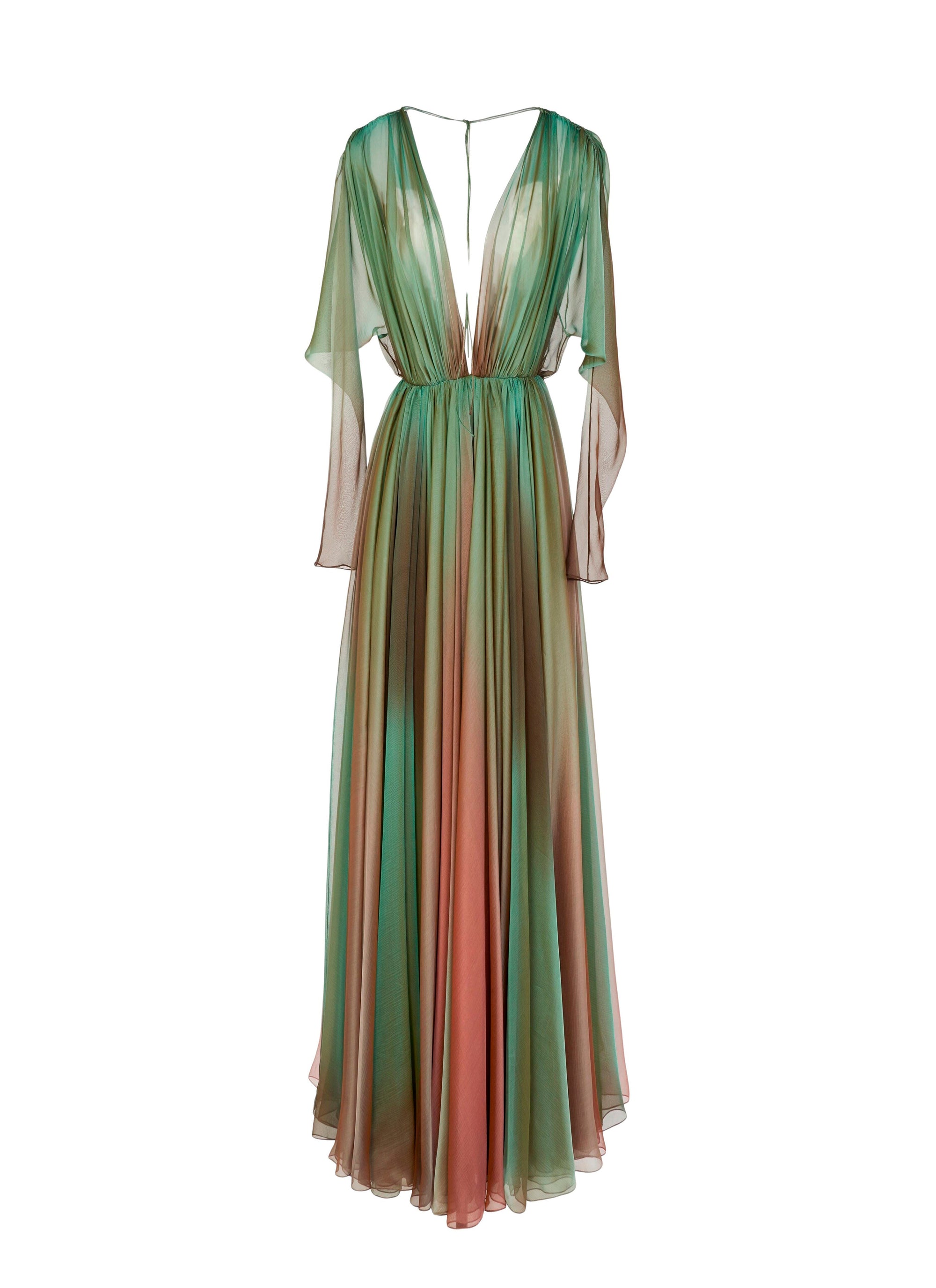 Robe évasée en soie ombrée - Lagune