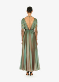 Robe évasée en soie ombrée - Lagune