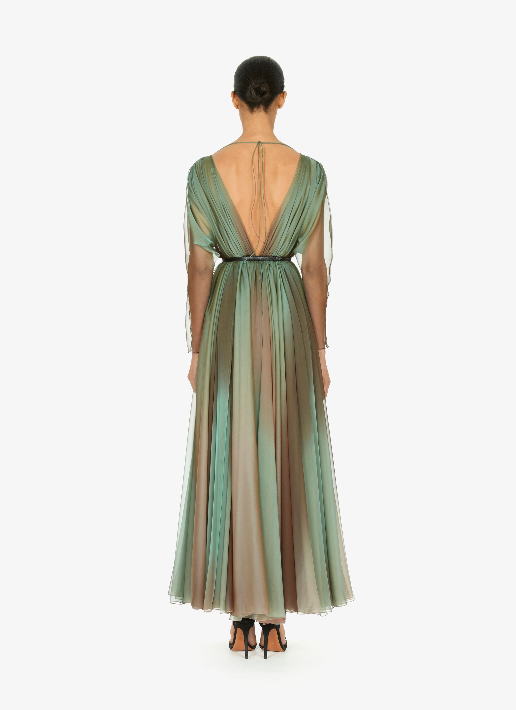 Robe évasée en soie ombrée - Lagune