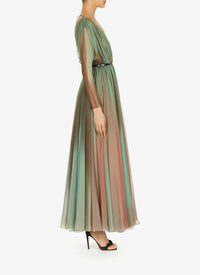 Robe évasée en soie ombrée - Lagune