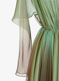 Robe évasée en soie ombrée - Lagune