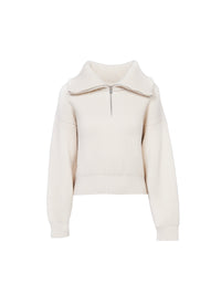 Wool zip neck jumper - Ivory