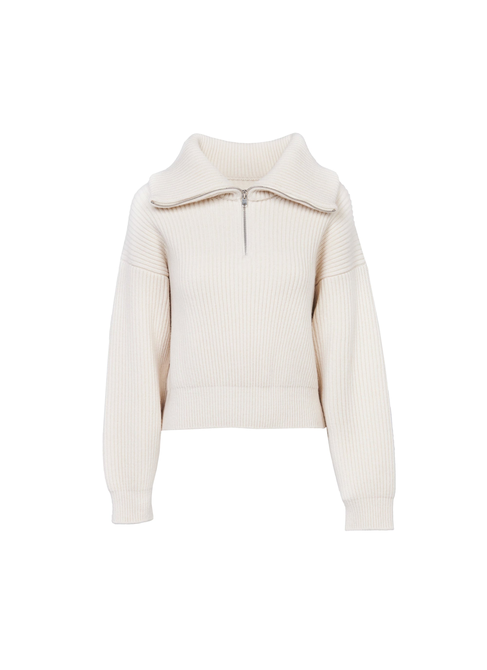 Wool zip neck jumper - Ivory