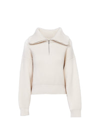 Pull à col zippé en laine et cachemire - Ivoire