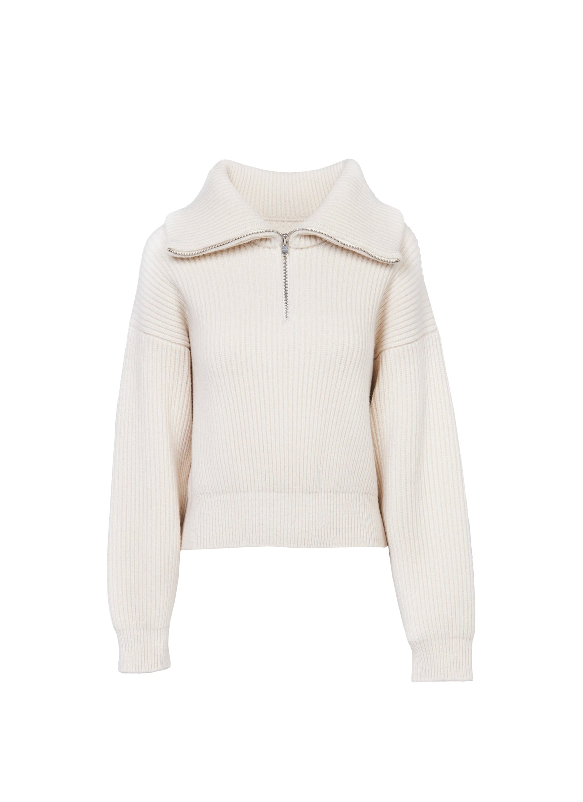 Pull à col zippé en laine et cachemire - Ivoire