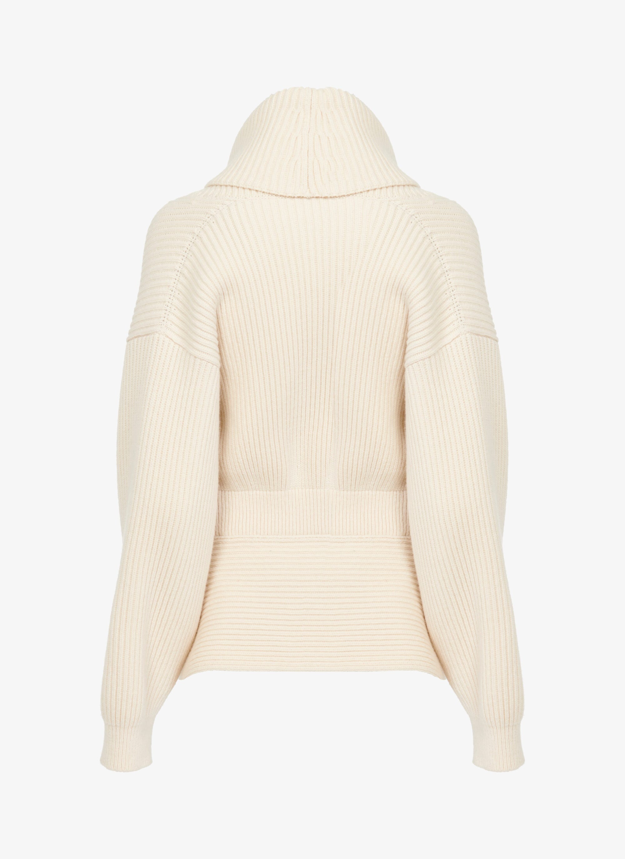Sculptural wool shawl collar cardigan - Ivory
