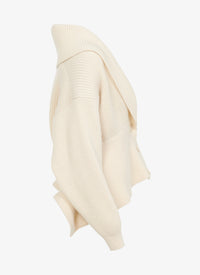 Sculptural wool shawl collar cardigan - Ivory