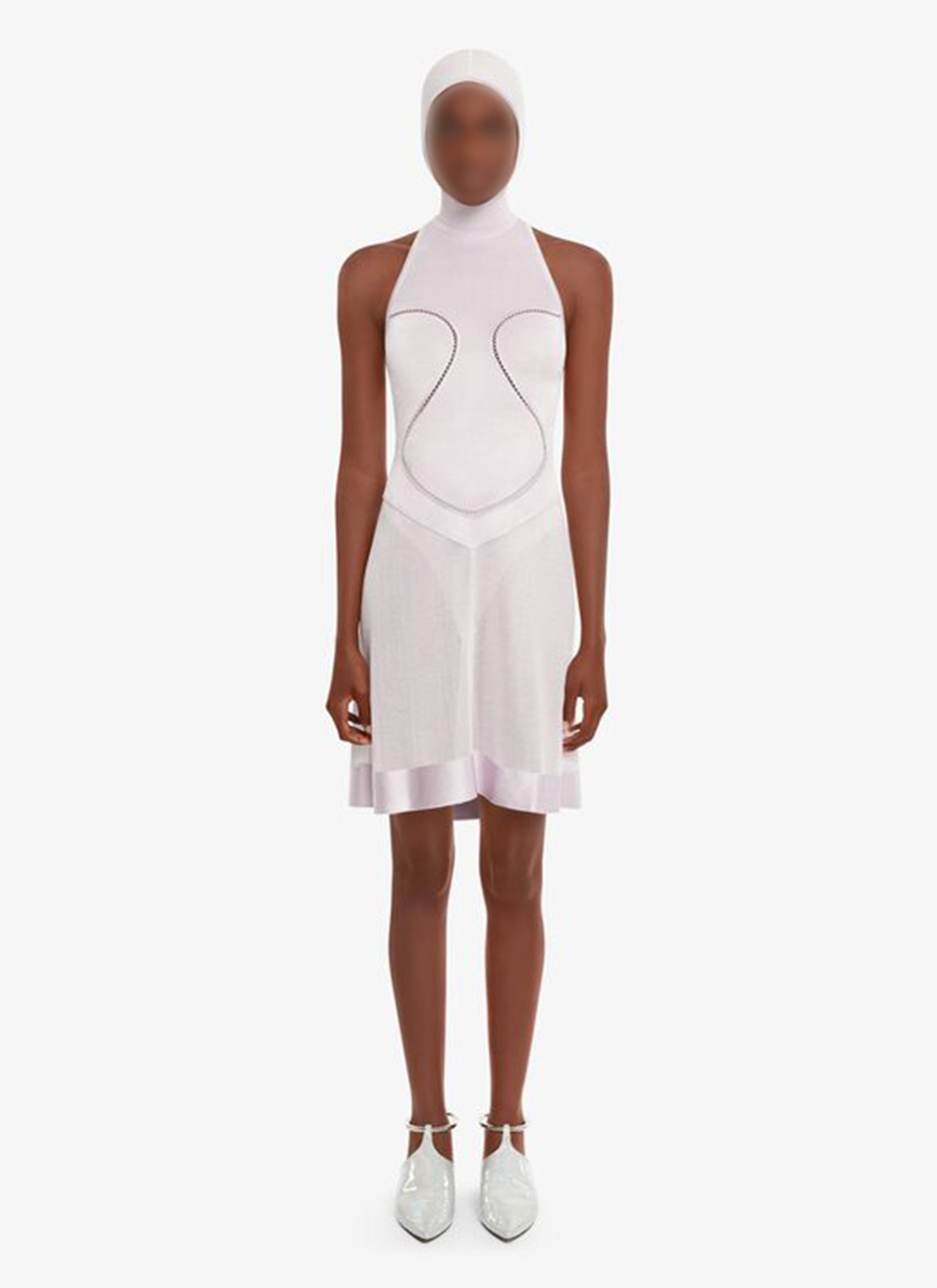 Robe courte à dos ouvert avec bretelles croisés - Lilas
