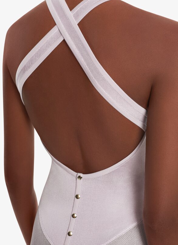 Robe courte à dos ouvert avec bretelles croisés - Lilas