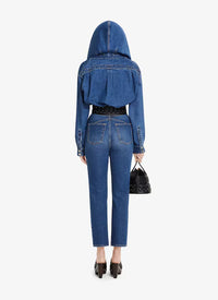 Body à capuche large en denim - Bleu Jeans
