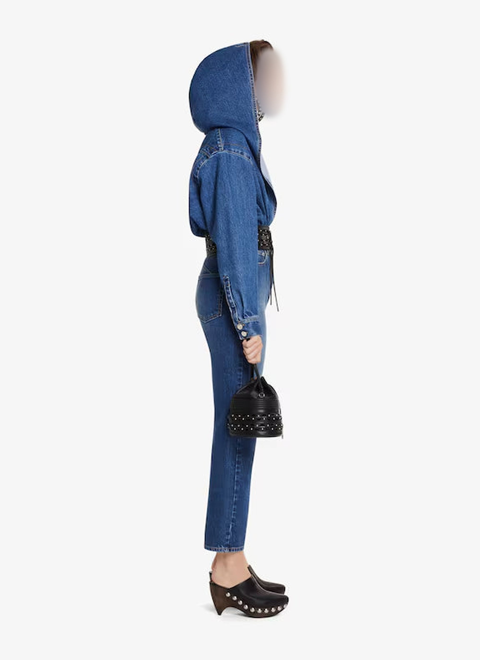 Body à capuche large en denim - Bleu Jeans