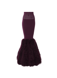 Jupe longue avec taille ajourée  - Aubergine