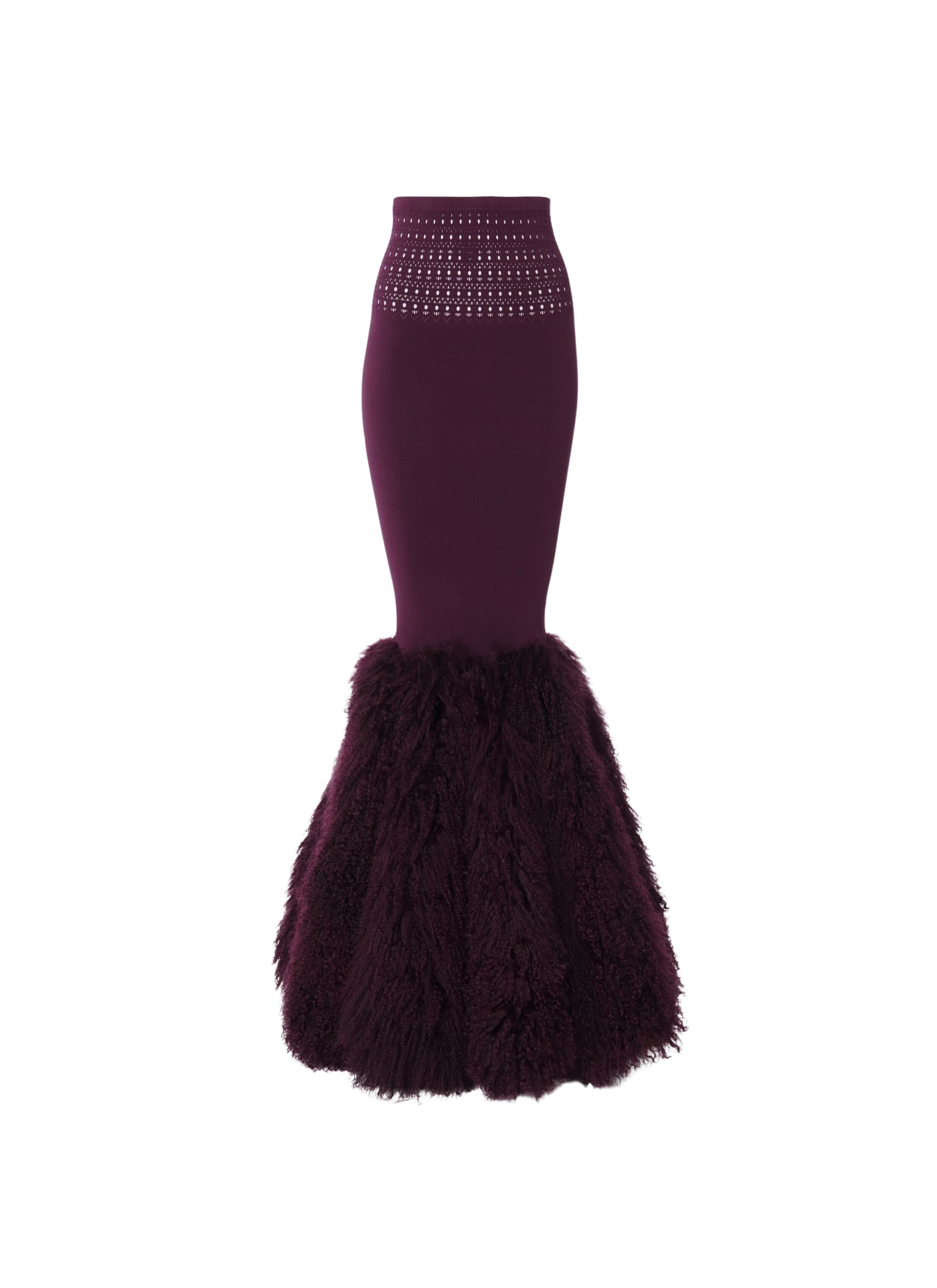 Jupe longue avec taille ajourée  - Aubergine