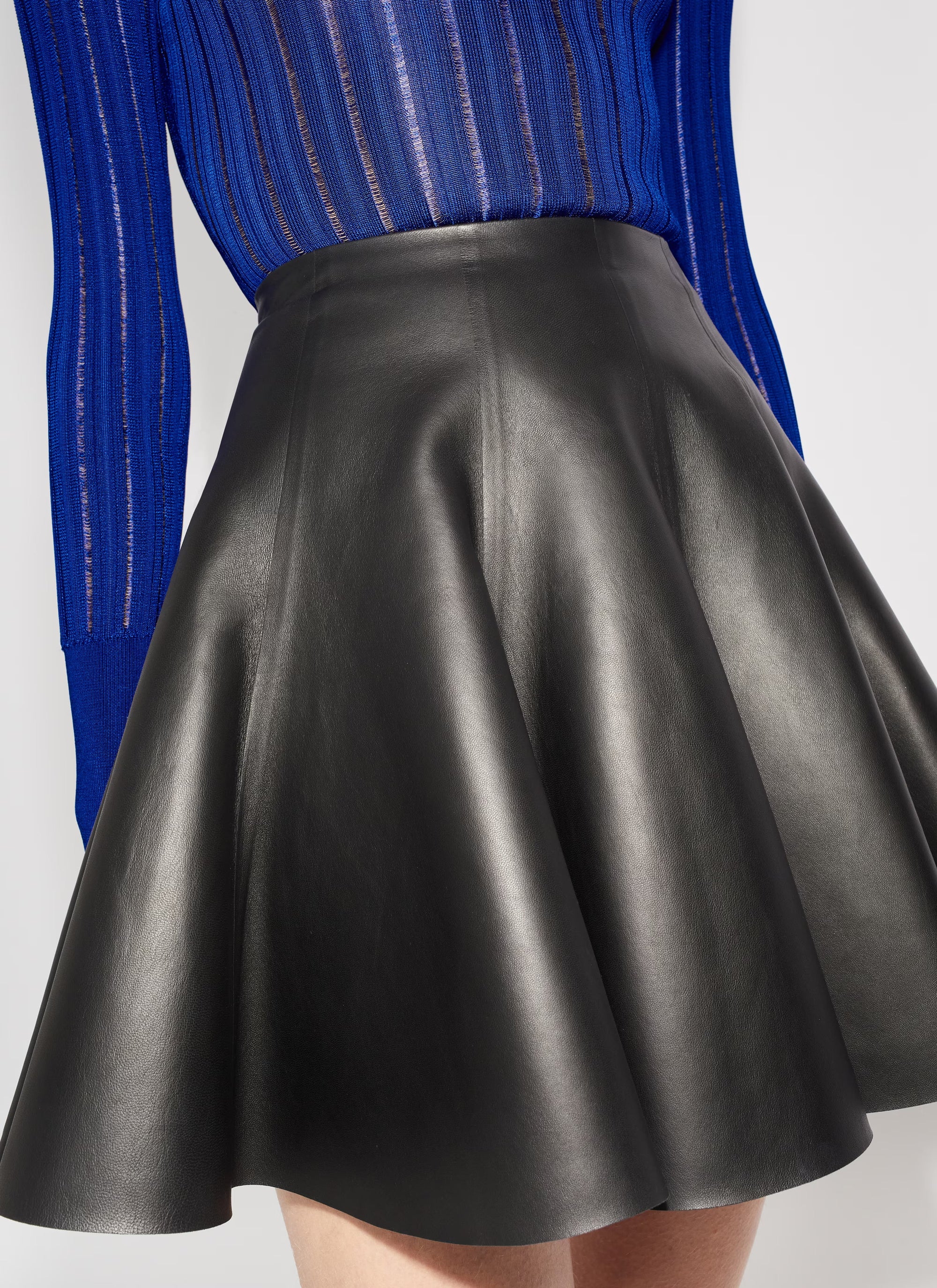 Leather scuba skater skirt - Black intense